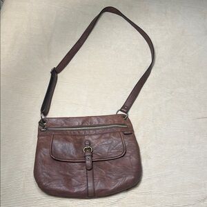 Relic Brown Crossbody Bag with Buckle Detail